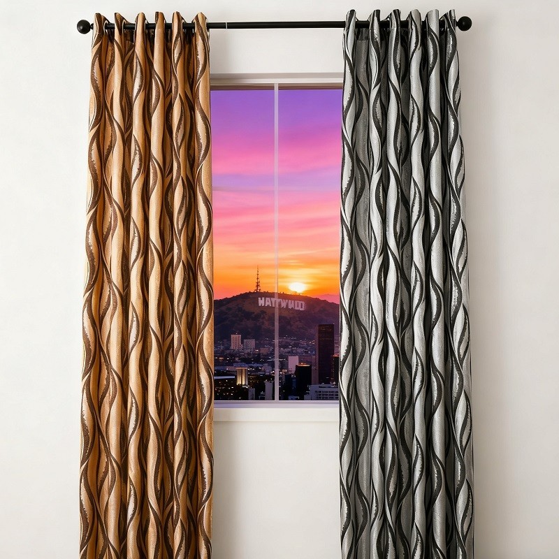 Modern And Simple Wavy Cationic Jacquard Curtain Fabrics high quality